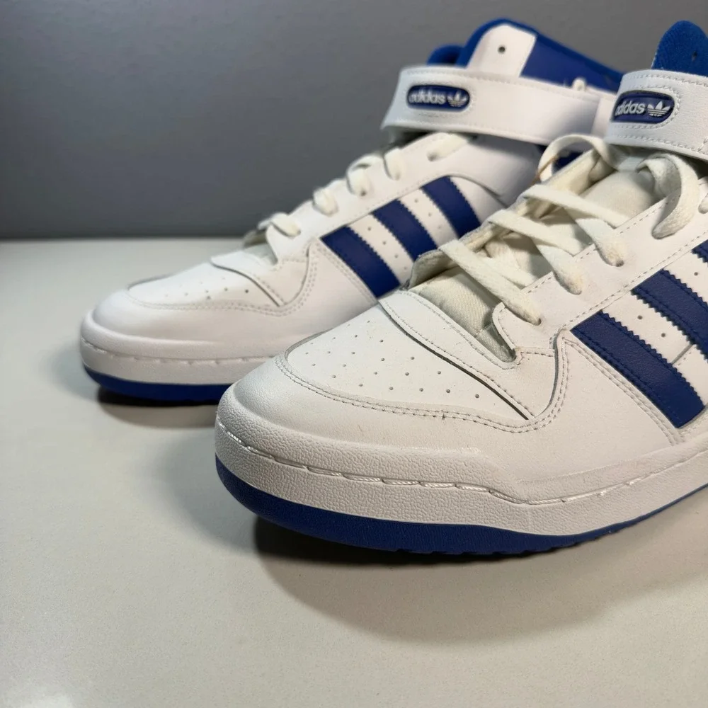 Adidas Forum Mid Sneakers Men Size 13 White Blue New FY4976 High Top Strap